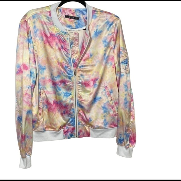 𝅺ZARA Bomber Jacket Tie-Dye All Over Print  Long Sleeve, Pockets, Zipper - Picture 4 of 16
